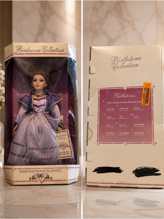 birthstone Other - Purple Porcelain Doll - Hand-Crafted